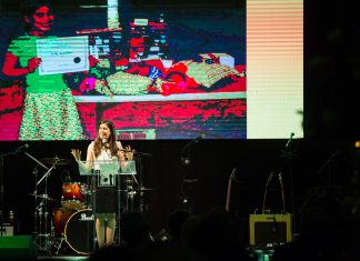 2018 Scholarship Dinner A student speaks to the audience at the scholarship dinner
