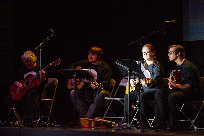 ATU students play guitars at the event ATU students play guitars at the event