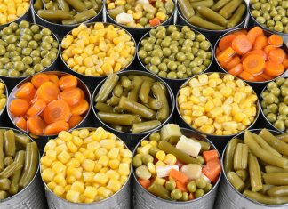 ATU-Ozark Fall Food Fight Contest vegatable cans closeup