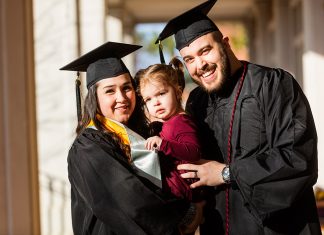 Doing It for Evelyn: Wells Finish ATU Degrees Together Stevie Wells, Evelyn Wells and Chris Wells December 2019