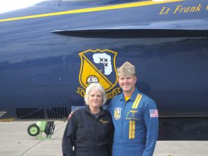 Rebecca Burris with Navy Blue Angels