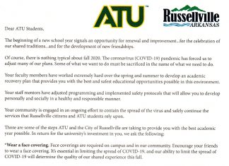 President Bowen, Mayor Harris Write to ATU Students President Bowen and Mayor Harris Letter to ATU Students August 2020