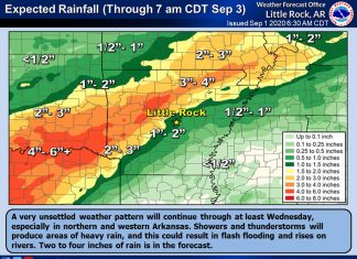 Heavy Rains Forecast for ATU Campuses Forecast 9-1-2020