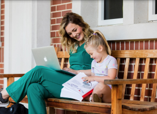 Tackling Hands-On While Online Bailey Harris with her daughter
