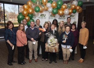 Green and Gold for Life: Jayne Jones Jayne Jones Retirement Reception Group Photo 2021