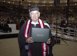 Long Life, Longer Name: Leo’s ATU Graduation Story Leo Chilson With Degree 5-6-2022