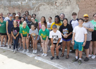 ATU Students Volunteer to Beautify Downtown Graffiti Clean-Up Project Russellville Downtown 9-24-2022 Group Photo
