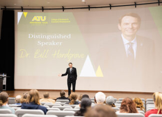 Hardgrave Reminds Students There’s No Script for Life Bill Hardgrave at ATU 10-9-2023