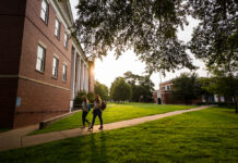 New Fund to Aid Education, Health Students in Need Students Walking by Crabaugh Hall