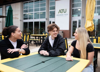 Class Registration for Current Students Begins March 1 ATU Students on Baswell Techionery Patio 2024