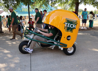Helmet Car Makes Triumphant Return to Arkansas Tech New ATU Helmet Car 10-12-2024