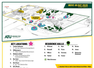 Arkansas Tech Publishes Map for Move-In Day 2025 Move-In Day Campus Map 2025