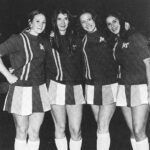 Scholarship Memorializes ATU Alumna, Cheerleader Paulette Locke_Lyna Cates_Donna Stout_Marty Freyaldenhoven Senior Cheerleaders 1972-73
