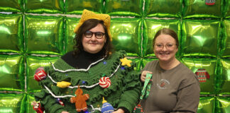 ATU Faculty, Staff Don Their Ugly Holiday Sweaters Sylvia Cooper 2025 Ugly Holiday Sweater Champion