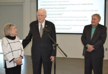 ATU Veteran Services Office Named for Harmon Suzanne Harmon_Major General William E. Harmon_Dr. Russell Jones 2-19-2026