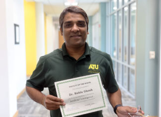 Ghosh Selected for Monthly ATU Faculty Award Dr. Robin Ghosh ATU Faculty Member of the Month 4-30-2026