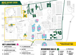 Arkansas Tech Publishes Map for Move-In Day 2026 Move-In Day Campus Map 2026