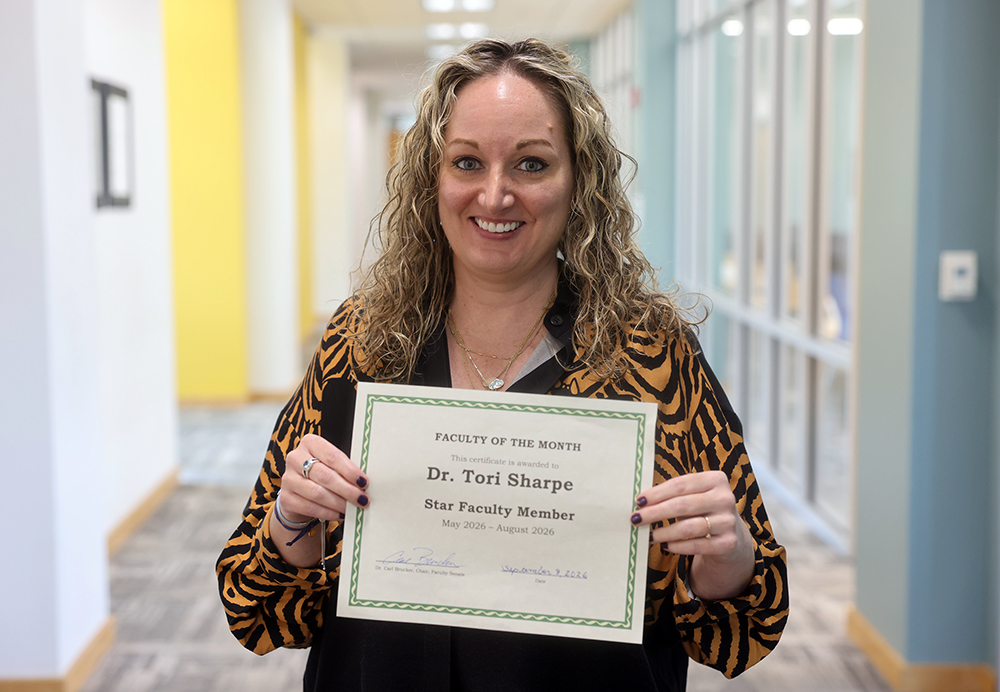 Dr. Tori Sharpe ATU Faculty Member of the Month 9-8-2026 Dr. Tori Sharpe ATU Faculty Member of the Month 9-8-2026