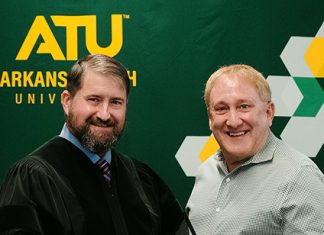 Cox Recognized for Tenure on ATU Board of Trustees Cory Cox and Dr. Russell Jones 10-22-2026